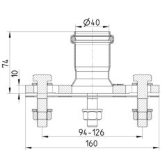 Line drawing of an adaptor from the series Adaptor-flange-universal.